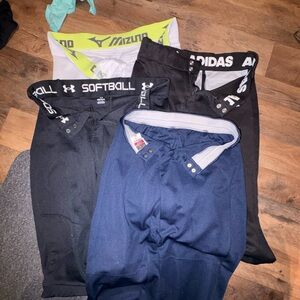Mizuno, Adidas, Alleson& Under Armour Softball Pants Bundle - Black, Navy, White